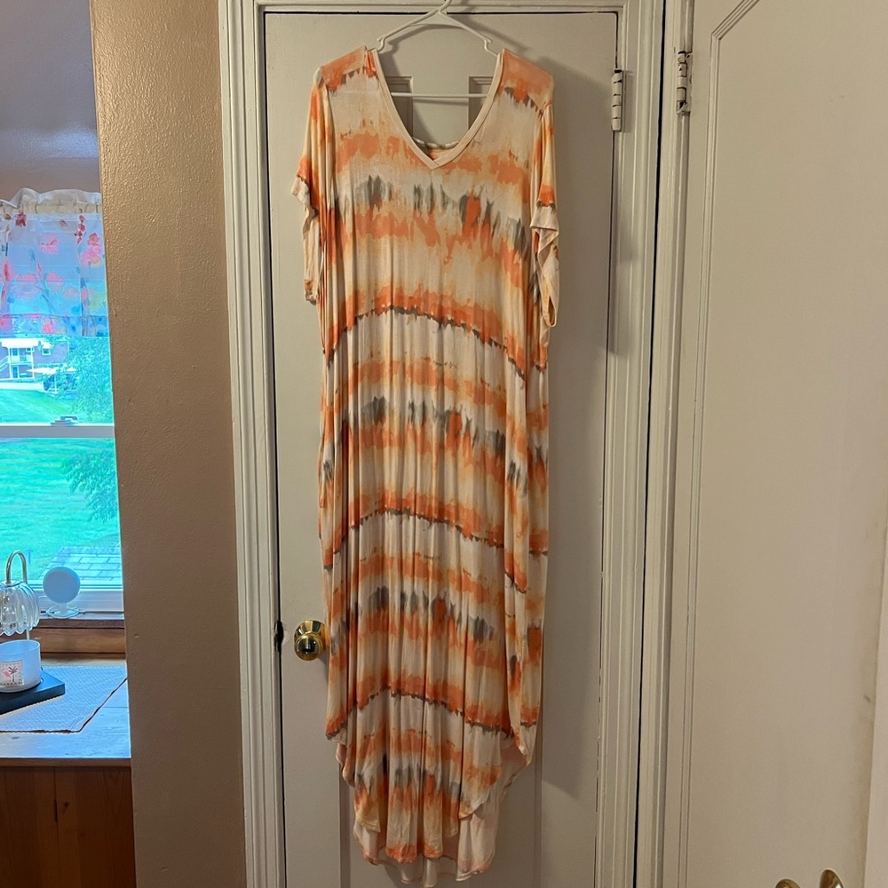 Orange Tie-Dye Maxi Dress
